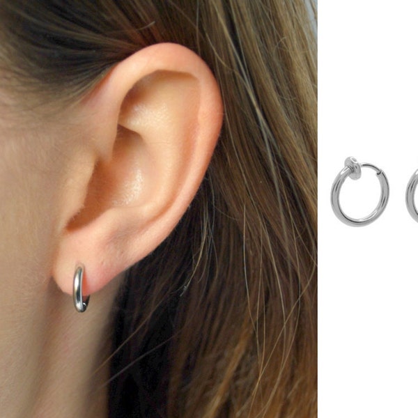 Small clip hoop earrings silver