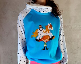 widdewidde, die starke Lotta, Sei frech wild und wunderbar, Hoodie aus Jersey, mit Wickelkapuze  für Mädchen, Kinder, Babys ab 98-146