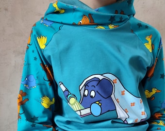 Der Elefant, Lese-Elefant von der Sendung mit der Maus Hoodie aus Jersey,  für Mädchen und Jungen Kleinkinder, Babys ab Gr. 92-146