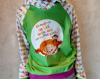 widdewidde, die starke Lotta, Sei frech wild und wunderbar, Hoodie aus Jersey, mit Wickelkapuze  für Mädchen, Kinder, Babys ab 98-146