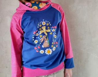 Belle und Boo, Hase, Blume, Hoodie aus Jersey für Ostern, Mädchen, Kinder, Babys ab Gr. 92-146