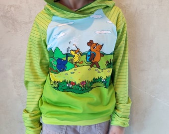 Die Maus von der Sendung mit der Maus Raglan-Hoodie aus Jersey, unterwegs für Mädchen, Jungen Kleinkinder, Babys ab Gr. 92 - 146