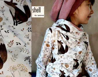 Mädchen-Hoodie, Fuchs, Blumen,  Kapuzenpulli mit Wickelkapuze aus Jersey für Babys, Kinder, Gr. 74-146