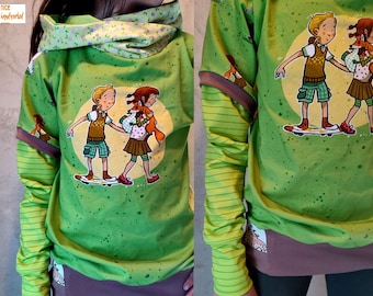 Die Schule der magischen Tiere, Rabbat und Ida, Henrietta und Benni, Hoodie aus Jersey, grün, mit Wickelkapuze   ab 92-152