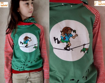 Pippi Langstrumpf, Raglan-Hoodie aus Jersey, pistazie, für Mädchen und Jungen, Kinder, Babys ab 92-146