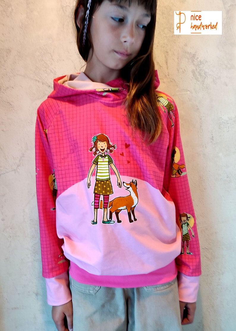 The School of Magical Animals, jersey hoodie, pink, with wrap hood for girls and boys, children, babies from 92-156 image 2