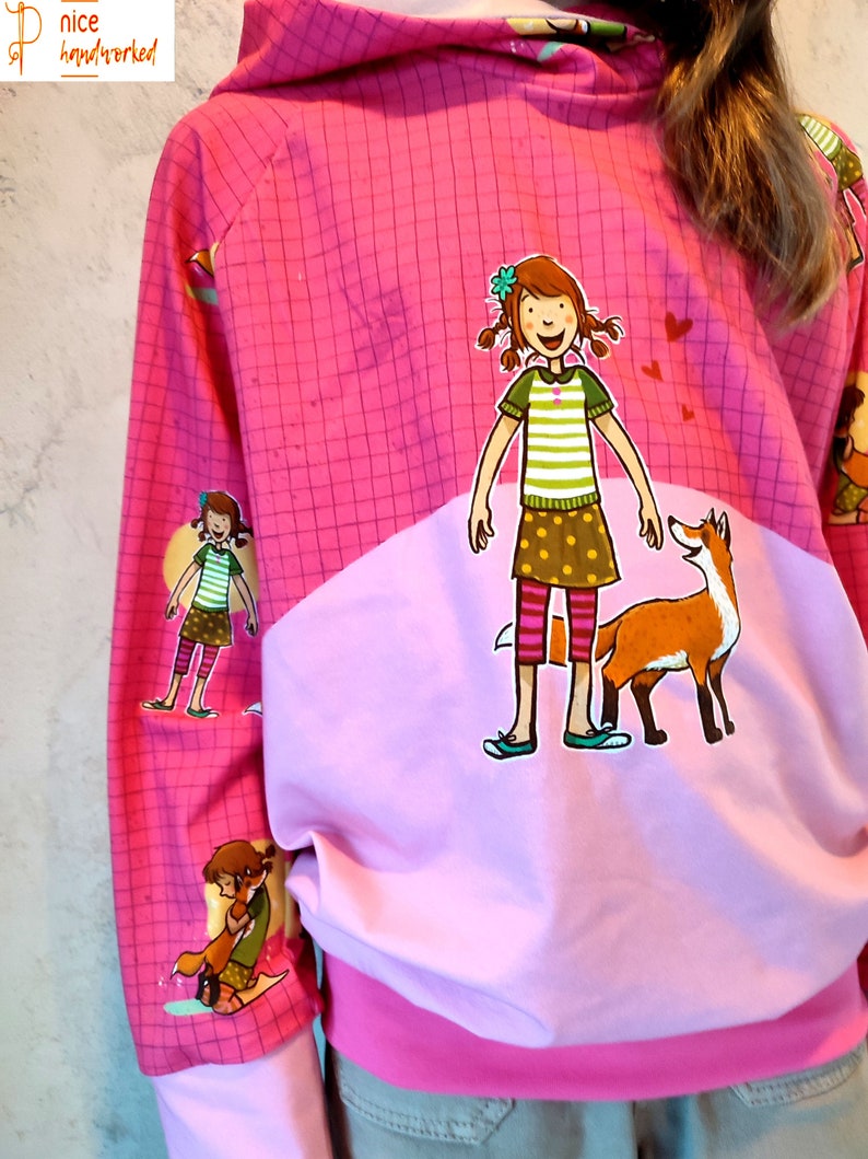 The School of Magical Animals, jersey hoodie, pink, with wrap hood for girls and boys, children, babies from 92-156 image 3