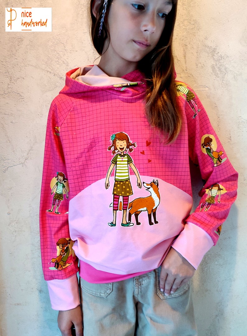 The School of Magical Animals, jersey hoodie, pink, with wrap hood for girls and boys, children, babies from 92-156 image 4