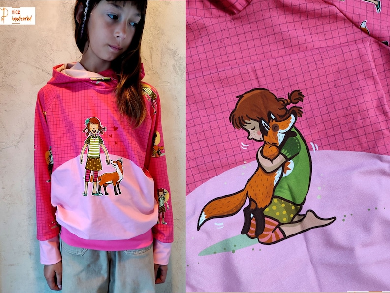 The School of Magical Animals, jersey hoodie, pink, with wrap hood for girls and boys, children, babies from 92-156 image 1