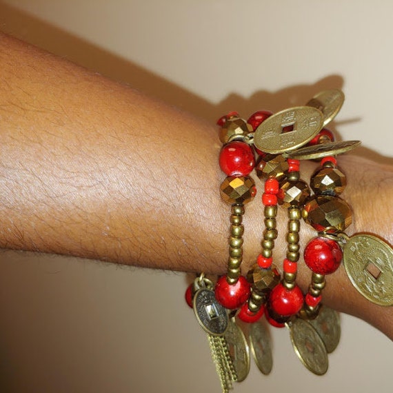 Coil Me Red Feng Shui Sway 5 Coil Memory Wire Bracelet Etsy Coil Me Red Feng Shui Sway 5 Coil Memory Wire Bracelet Etsy