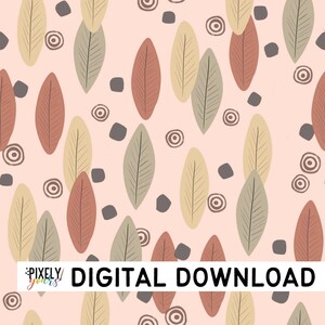Boho Leaf Seamless Pattern | Repeating Pattern Download | Continuous Prints | Flower Background | Surface Design Pattern PNG | Earth Tones