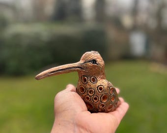 Lámpara de cerámica con forma de pájaro – escultura de luz artesanal – objeto de diseño original – decoración de interiores – pieza única