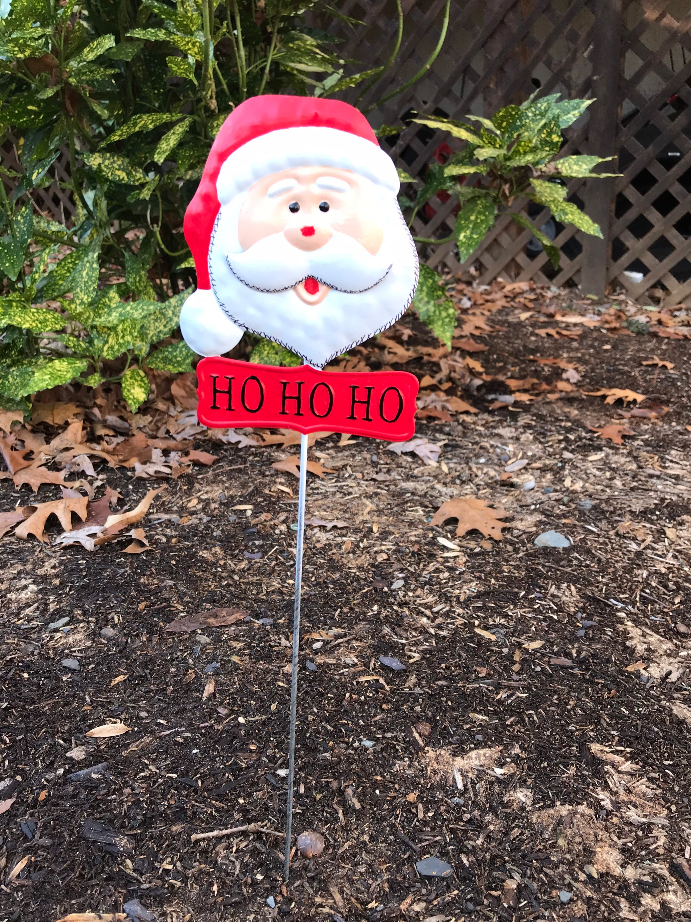 Jolly Santa Claus Small Metal Yard Stake/Flower Pot Stake Etsy 日本