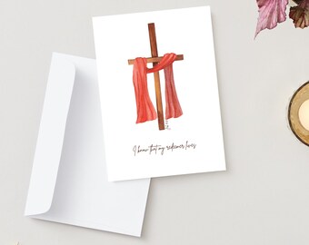 I know that my Redeemer Lives Religious Greeting Card Instant Download Easter Gift Christian Easter Cards Watercolor Easter Digital Download