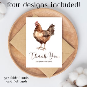 Imprimible 4-H Fair Animal Mostrando Gracias Tarjetas de Apoyo Pollo y Gallo DESCARGA INSTANTE Comprador de aves de corral gracias Marketing Animales