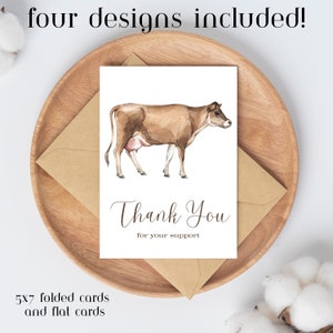 Imprimible 4-H Feria Animal Mostrando Gracias Tarjetas de Apoyo Vaca Lechera Holstein Jersey Vaca DESCARGA INSTANTE Comprador de ganado gracias Marketing