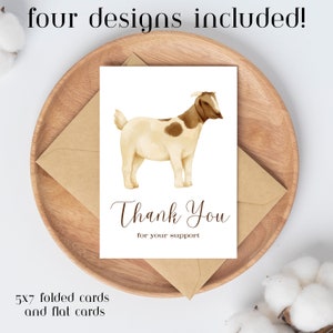 Imprimible 4-H Feria Animal Mostrando Gracias Tarjetas de Apoyo Cabra DESCARGA INSTANTE Comprador de ganado gracias Marketing Apoyo a la feria ganadera