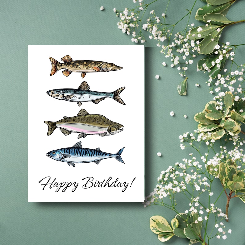 Fisherman Printable Birthday Card Gifts for Him Gifts for Dad INSTANT ...