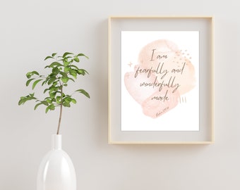 PSALM 139 Fearfully and Wonderfully made PRINTABLE Bible wall sign INSTANT Download Digital Download Christian Wall Art Nursery wall svg