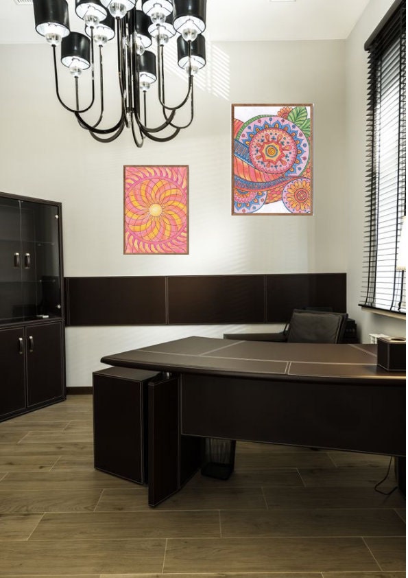 YPY Abstrakte Wandkunst In Orange – 60x90 Cm, Mit Schwarzem L-Rahmen, Moderne Leinwand Für Wohnzimmer & Flur