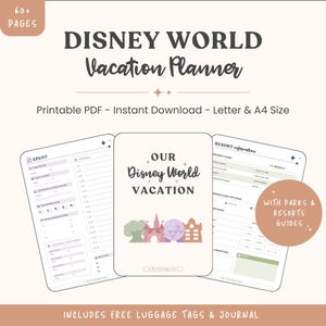 Disney World Trip Planner Printable | 60+ Page Digital PDF | Full Vacation Planner with Guides | A4 + US Letter Included