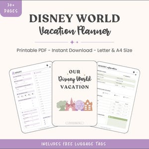 Disney World Trip Planner Printable | 30+ Page Digital PDF | Base Vacation Planner | A4 + US Letter Included