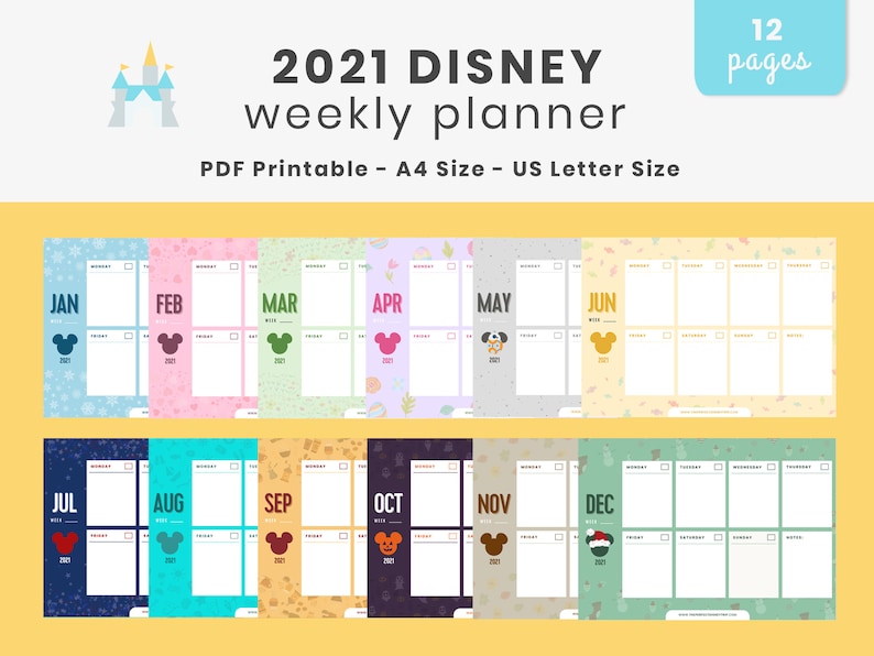 Printable 2021 Disney Weekly Planner A4 and Letter Size | Etsy