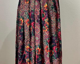 Vintage Susan Bristol Floral Midi Skirt Size 6