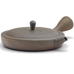 Japanese Kyusu - 玉光 Gyokko Kiln - Wide Flat Yakishime Tokoname-yaki Teapot - 100ml