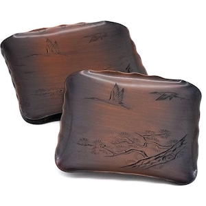 Japanese Meimeizara - Set of 5 Egret Pine Tree Metal Sharing Plates