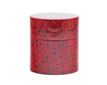 Japońskie Chazutsu - 小林漆器 Kobayashi - Czerwony pojemnik na herbatę z lakieru Kara-Nuri