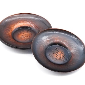 Japanese Chataku - Set of 5 Unique Hammered Copper Tea Saucers
