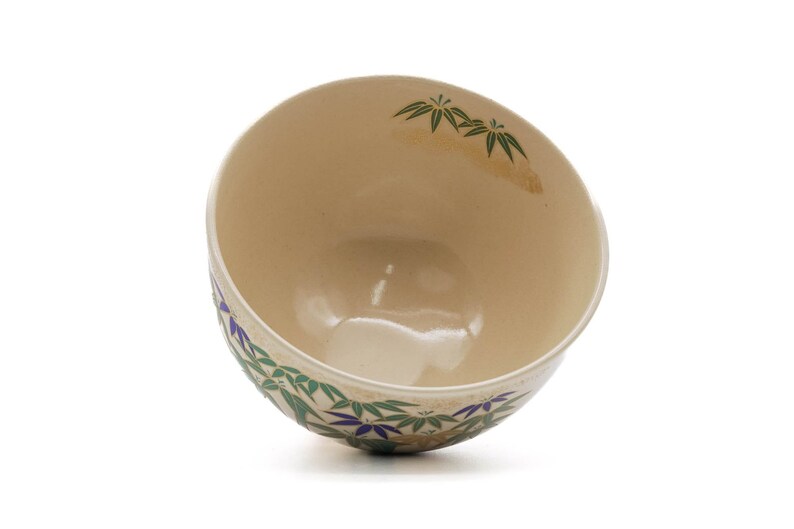 Japanese Matcha Bowl - Eizan - Bamboo Grove Kyo-yaki Chawan - Thumbnail 2