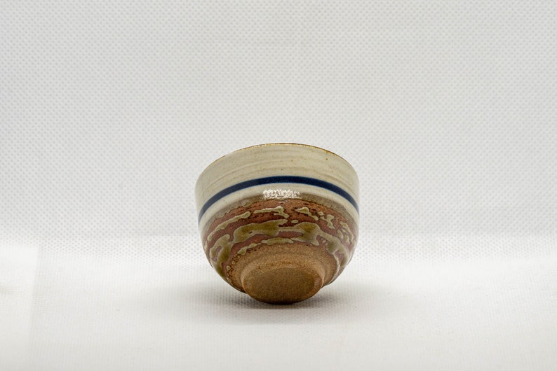 Japanese Teacup 40ml Striped Stoneware Wan-nari Guinomi