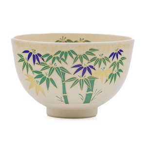 Japanese Matcha Bowl - 栄山 Eizan - Bamboo Grove Kyo-yaki Chawan - 300ml
