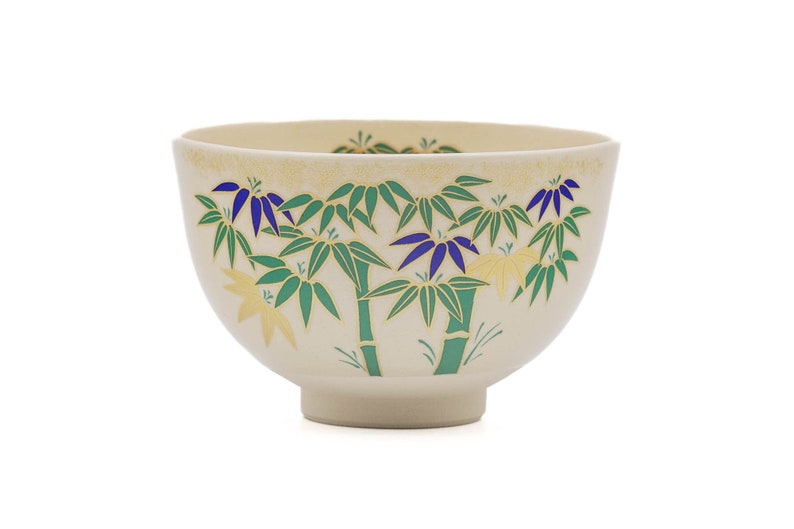 Japanese Matcha Bowl - Eizan - Bamboo Grove Kyo-yaki Chawan