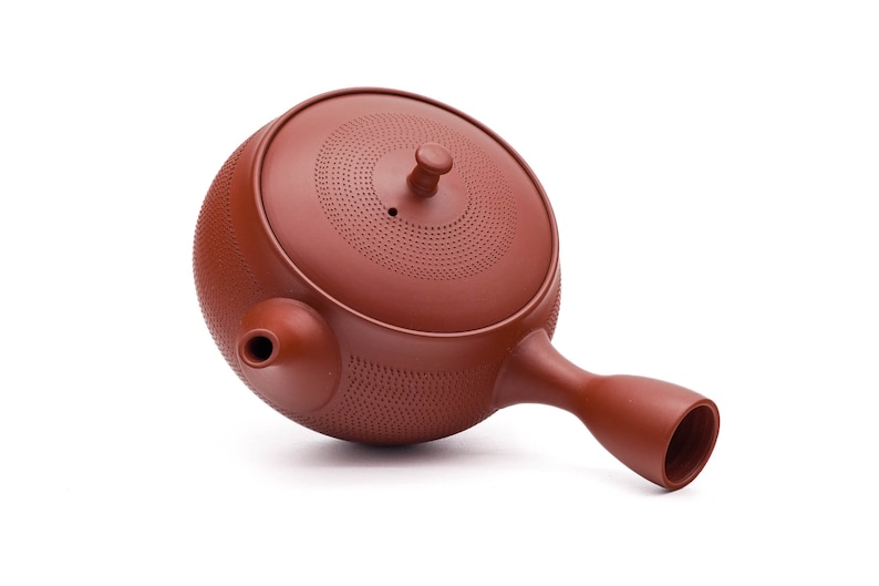 Japanese Kyusu - Hokuryu - Dotted Red Shudei Tokoname-yaki Teapot - Thumbnail 4