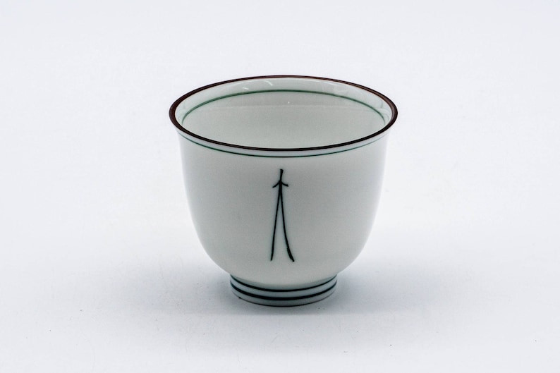 Japanese Teacup - White Porcelain Pine Needle Mino-yaki Yunomi