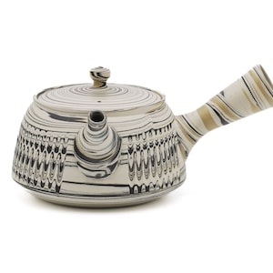 Japanese Kyusu 陶仙窯 Tosen Kiln Marbled Nerikomi Tokoname-yaki Trapezoidal Teapot 260ml image 2