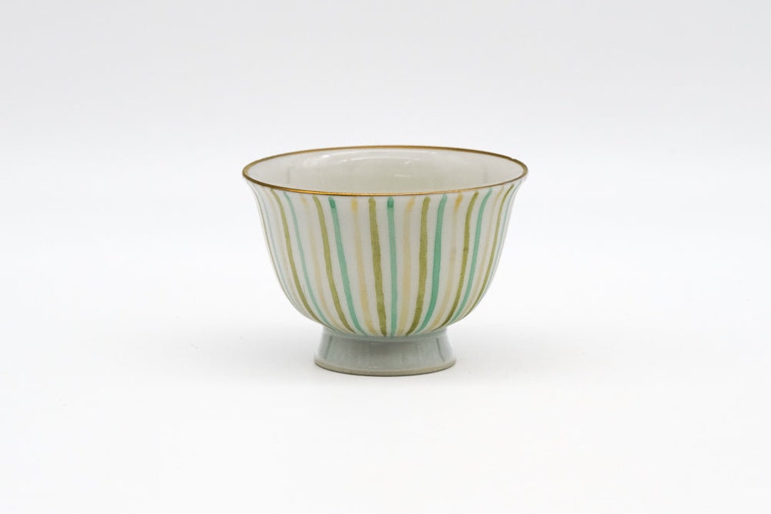 Japanese Teacup - 倉元 真佐夫 Kuramoto Masao - Striped Senchawan