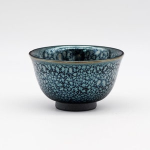 Japanese Teacup - 田中永嵩 Tanaka Eikō - Blue Tenmoku Glazed Kiyomizu Senchawan - 50ml