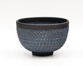 日本の抹茶茶碗 - 翠華園 Suikaen - 巴白巴ガラス注ぐ茶わん