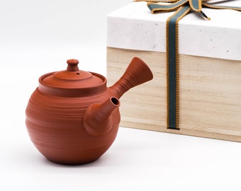 急須 - 村越風月 村越風月 - 筋引常滑焼 赤朱泥急須 - 280ml - Etsy 日本