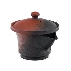 Japanese Houhin - 村田益規 Murata Yoshiki - Black Red Yohen Tokoname-yaki Handleless Teapot - 120ml