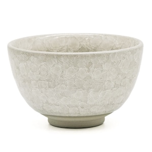 Japanese Matcha Bowl - 岡山純三 Okayama Junzō -  Grey-White Celadon Snowflake Glazed Chawan