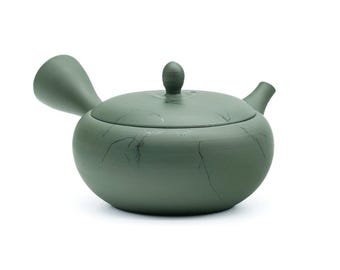 Japanese Kyusu - 玉光 Gyokko Kiln - Green Mogake Seaweed Ryokudei Tokoname-yaki Teapot - 225ml