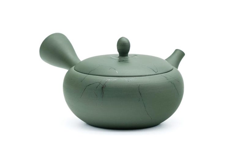 Japanese Kyusu Gyokko Kiln Green Mogake Seaweed Tokoname Teapot