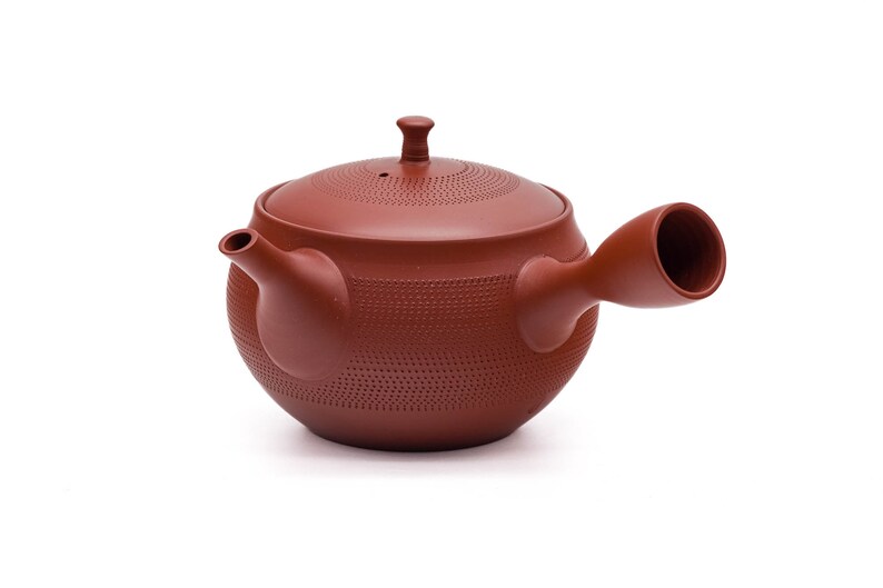 Japanese Kyusu - Hokuryu - Dotted Red Shudei Tokoname-yaki Teapot - Thumbnail 2