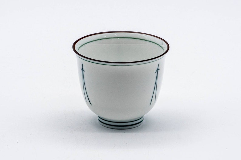 Japanese Teacup - White Porcelain Pine Needle Mino-yaki Yunomi - Thumbnail 5