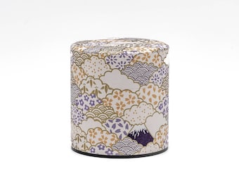 Japanese Chazutsu - 江東堂 Kotodo - Mt. Fuji Star Washi Wrapped Metal Tea Canister - 100g